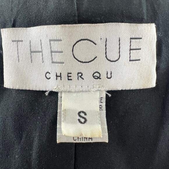 THE CUE by Cher Qu Black Fur Vest Fitted Waist Hook & Eye V-Neck Size S Small - Picture 6 of 6